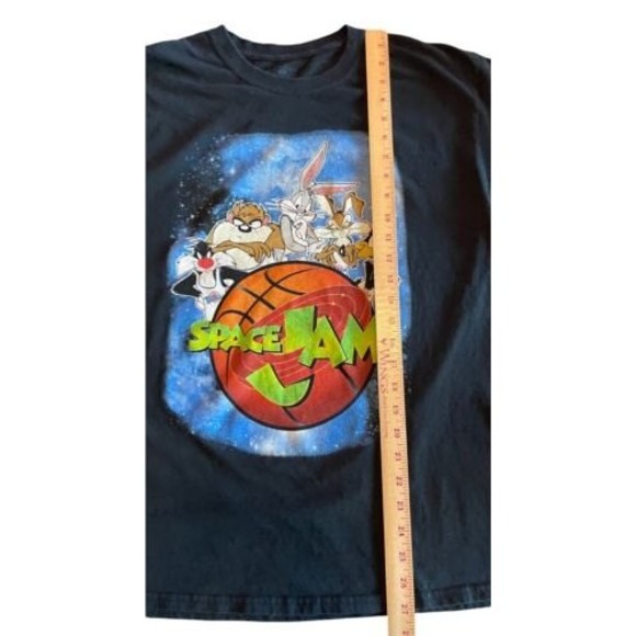 VTG Space Jam Basketball Taz Bugs Bunny Daffy Duck Men’s TShirt Size L Black - Picture 2 of 6